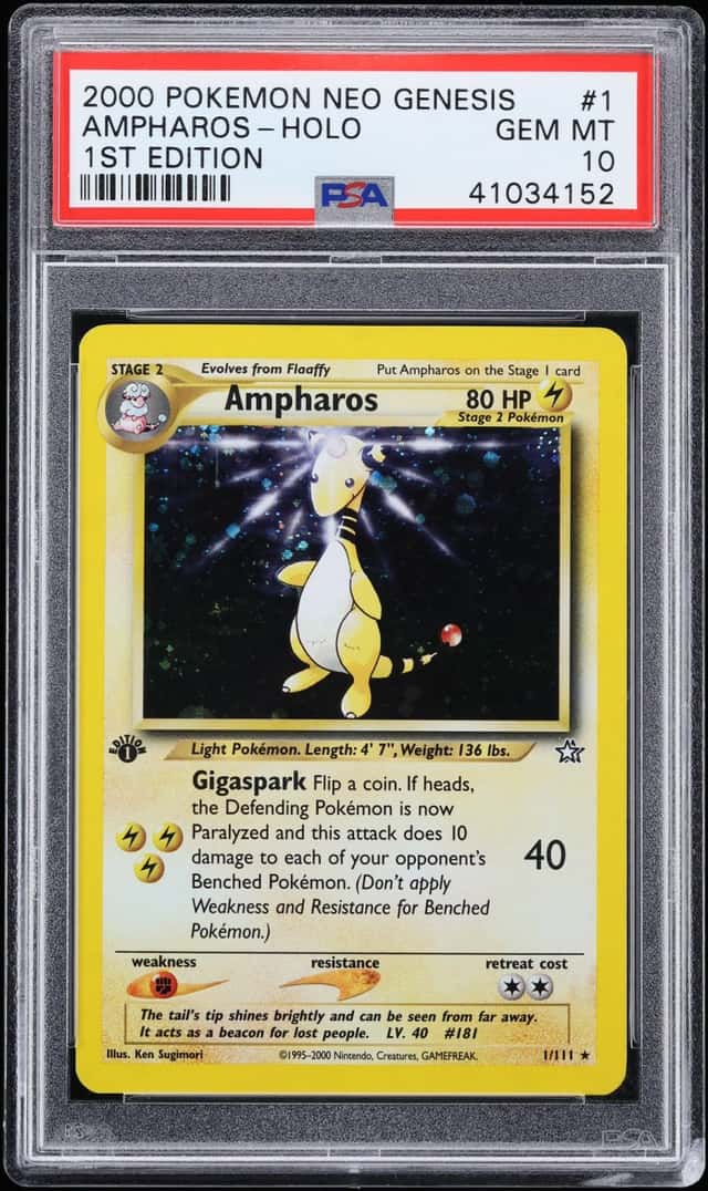 2000 Pokemon Neo Genesis 1st Edition Holo Ampharos #1 PSA 10 GEM MINT