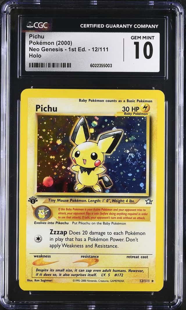 2000 Pokemon Neo Genesis 1st Edition Holo Pichu #12 CGC 10 GEM MINT