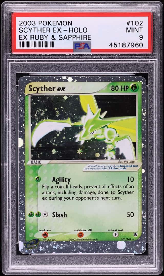 2003 Pokemon EX Ruby & Sapphire Holo Scyther Ex #102 PSA 9 MINT