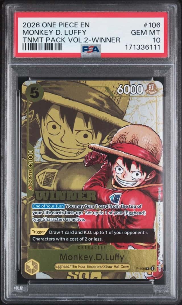 2026 ONE PIECE TOURNAMENT PACK VOL.2 WINNER #106 MONKEY D. LUFFY PSA 10