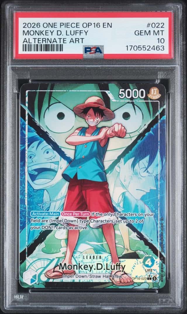 2026 ONE PIECE OP16-THE TIME OF BATTLE ALTERNATE ART #022 MONKEY D. LUFFY PSA 10