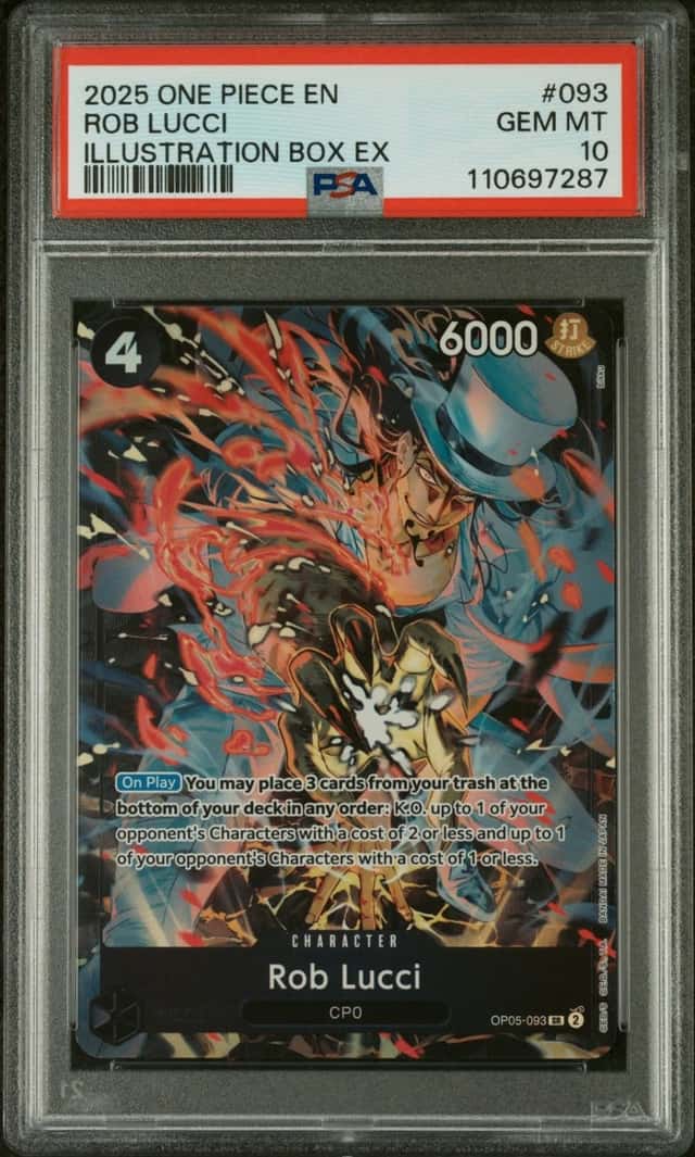 2025 ONE PIECE PROMOS ILLUSTRATION BOX EX #093 ROB LUCCI PSA 10