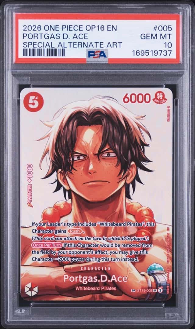 2026 ONE PIECE OP16-THE TIME OF BATTLE #005 PORTGAS D. ACE PSA 10