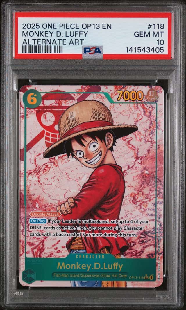 2025 ONE PIECE OP13-CARRYING ON HIS WILL 118 MONKEY D. LUFFY PSA 10 SEC ALT ART