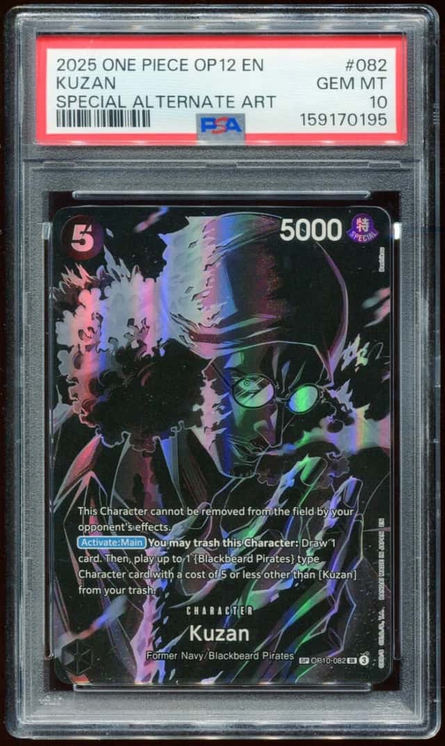 2025 ONE PIECE TCG OP12 LEGACY OF THE MASTER KUZAN OP10-082 SR ALT ART PSA 10