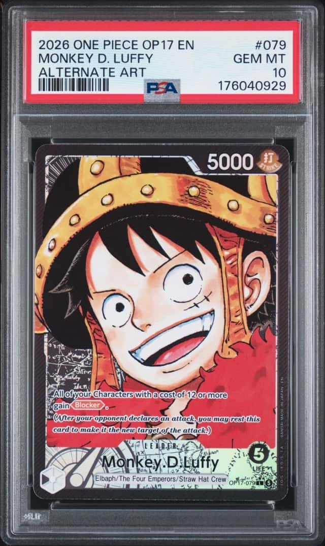 2026 ONE PIECE WORLD'S STRONGEST WARRIORS ALT ART #079 MONKEY D. LUFFY PSA 10