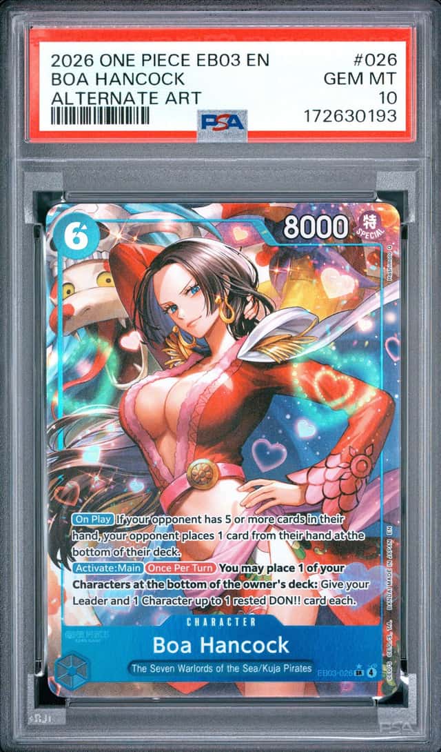 2026 ONE PIECE EB03-EXTRA BOOSTER HEROINES EDITION ALT ART BOA HANCOCK PSA 10