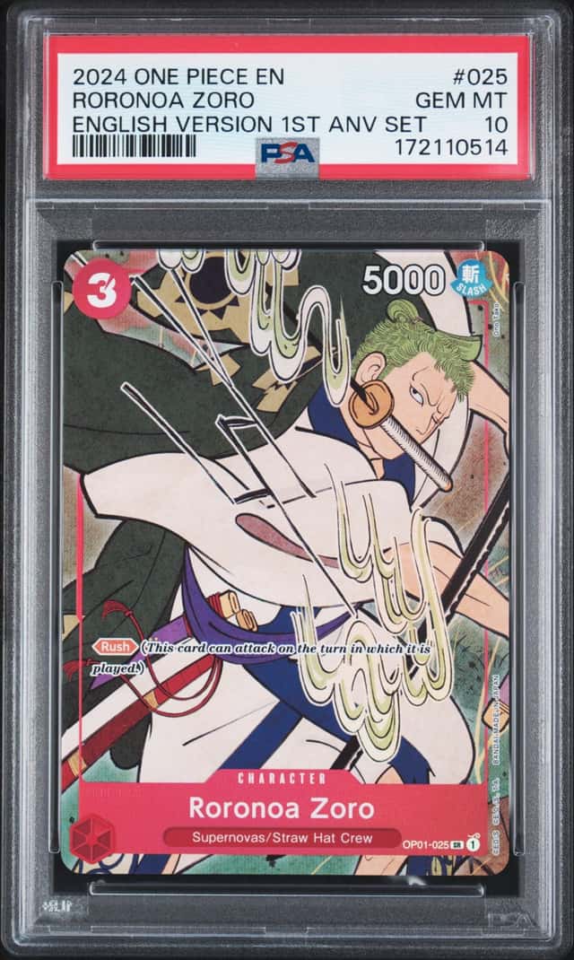 2024 ONE PIECE RORONOA ZORO EN VER 1ST ANNIVERSARY SET #025 PSA 10