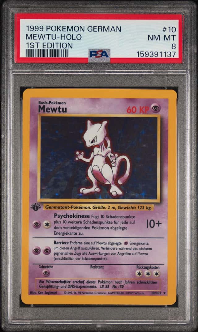 1999 Pokemon German 1st Edition Mewtwo #10/102 PSA 8