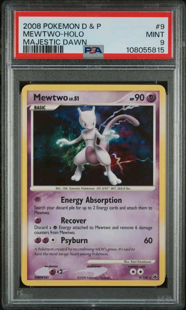 2008 Pokemon Diamond and Pearl Majestic Dawn Holo Mewtwo #9