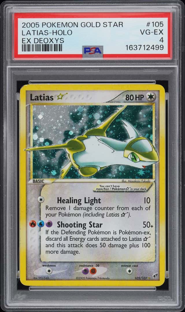 2005 Pokemon Ex Deoxys Gold Star Holo Latias #105