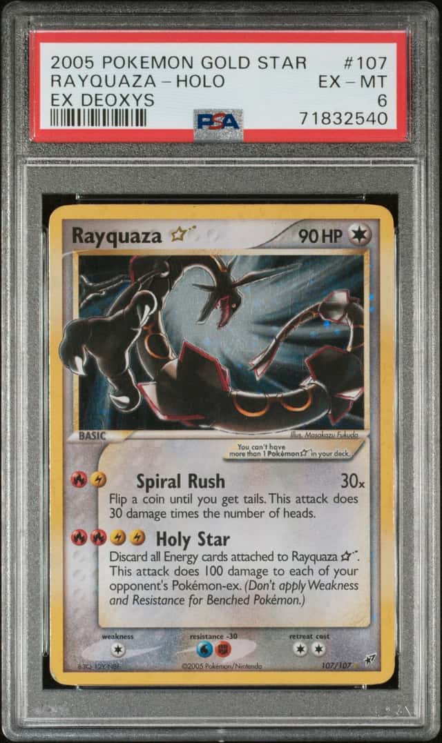 2005 Pokemon Ex Deoxys Holo Rayquaza Gold Star #107