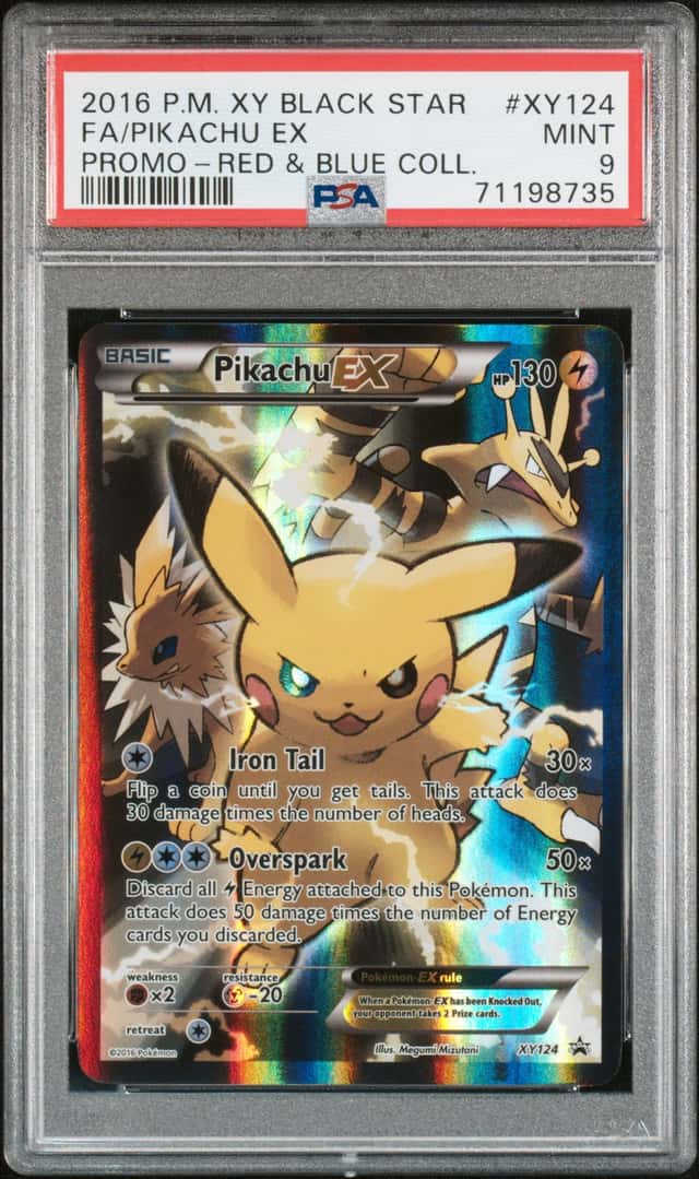 2016 POKEMON XY BLACK STAR PROMO RED & BLUE COLLECTION #XY124 PIKACHU EX PSA 9