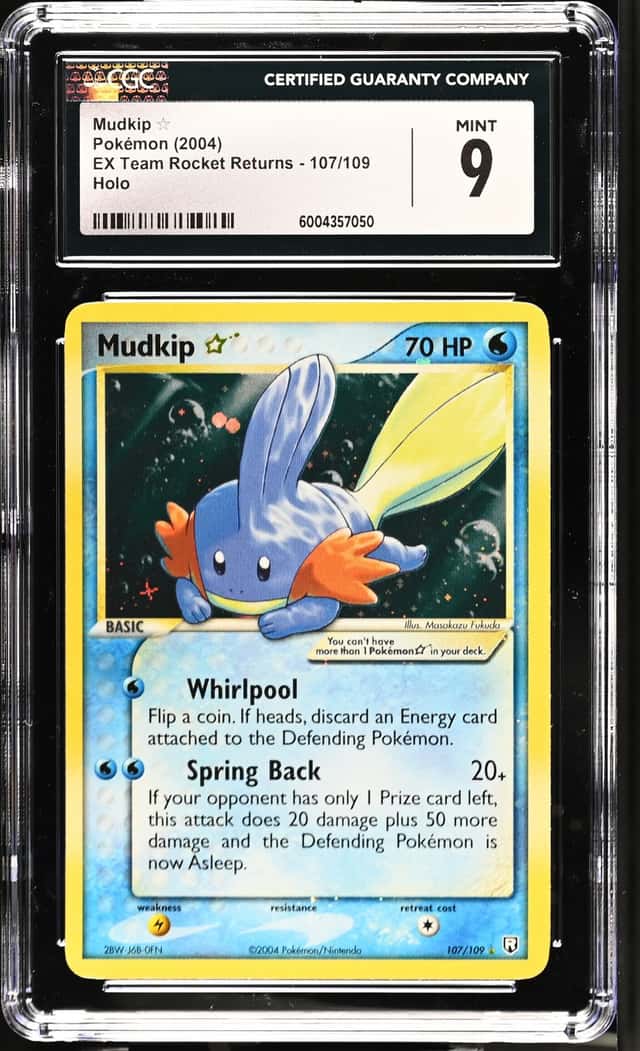 2004 POKEMON EX TEAM ROCKET RETURNS #107/109 MUDKIP HOLO GOLD STAR CGC 9