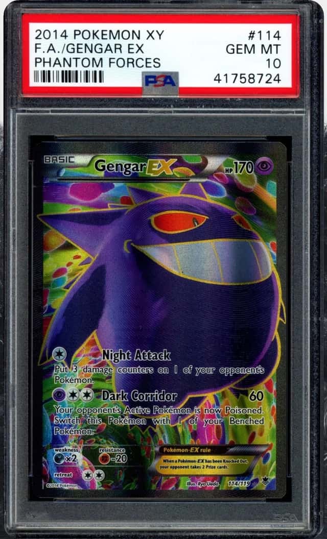 2014 POKEMON XY PHANTOM FORCES #114/119 GENGAR EX FULL ART UR PSA 10 GEM MINT