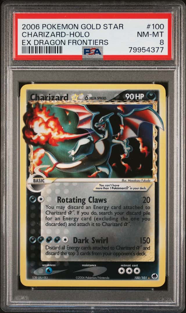 2006 POKEMON EX DRAGON FRONTIERS #100/101 CHARIZARD GOLD STAR HOLO PSA 8
