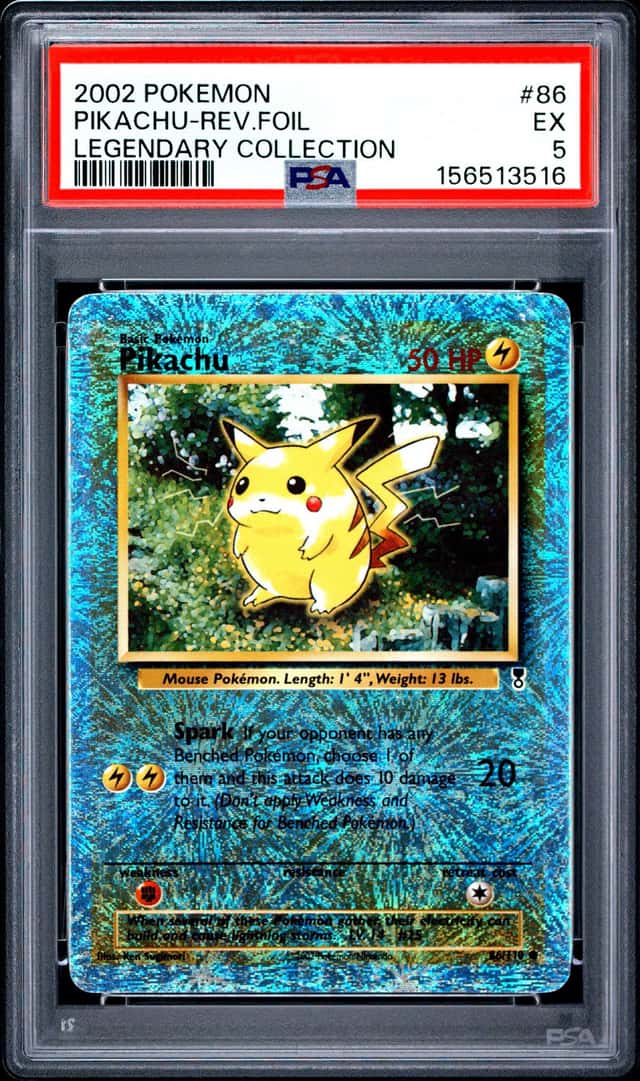 2002 Pokemon Legendary Collection #86 Pikachu Reverse Holo Foil PSA 5 EX