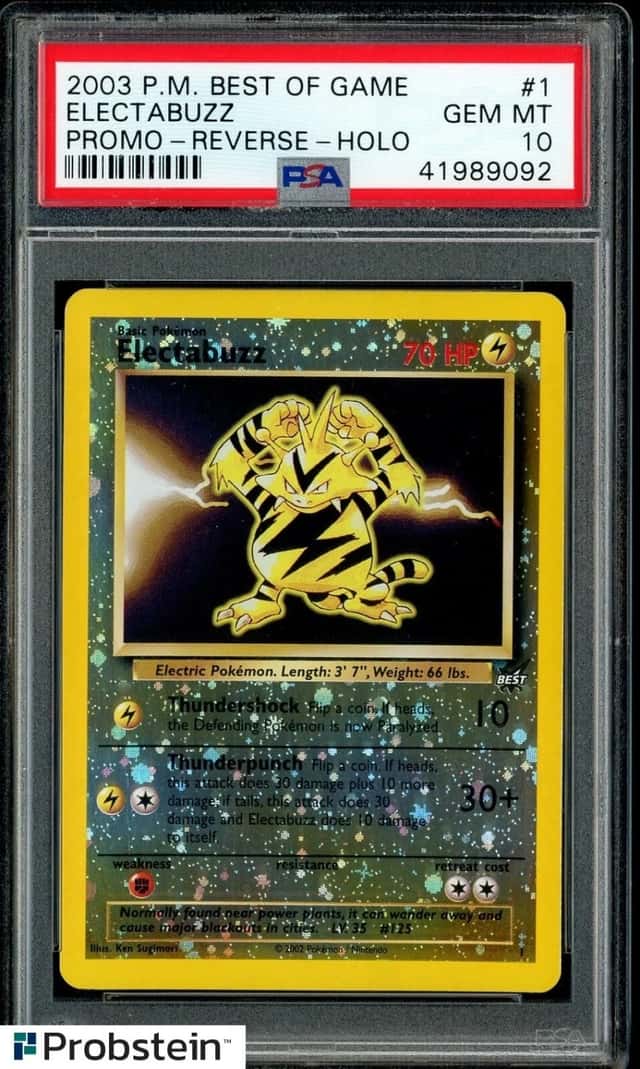 2003 POKEMON BEST OF GAME PROMO #1 ELECTABUZZ-REVERSE HOLO FOIL PSA 10 GEM MINT