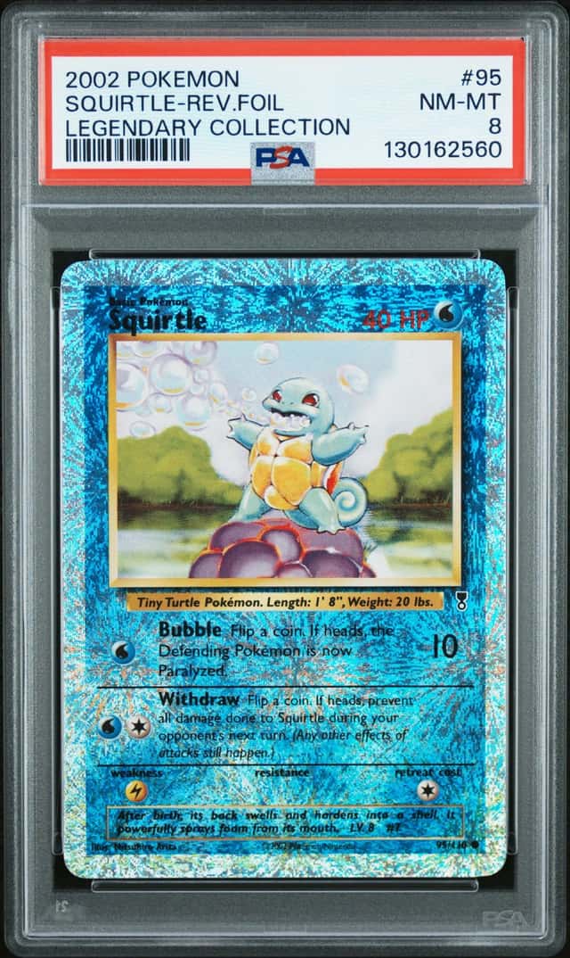 2002 Pokemon Legendary Collection #95 Squirtle Reverse Holo Foil PSA 8 NM-MT