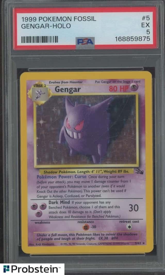 1999 Pokemon Fossil #5 Gengar HOLO PSA 5