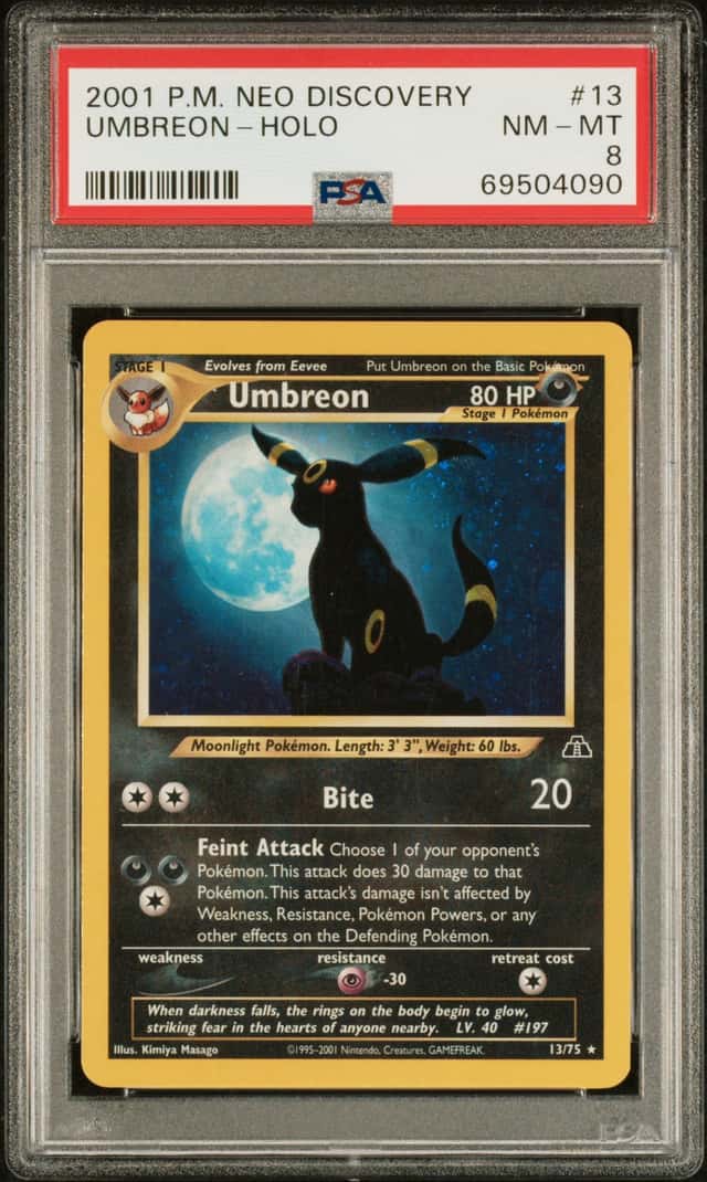 Nintendo Umbreon 13/75 Neo Discovery ENG Holo 2001 PSA 8 Cert 69504090