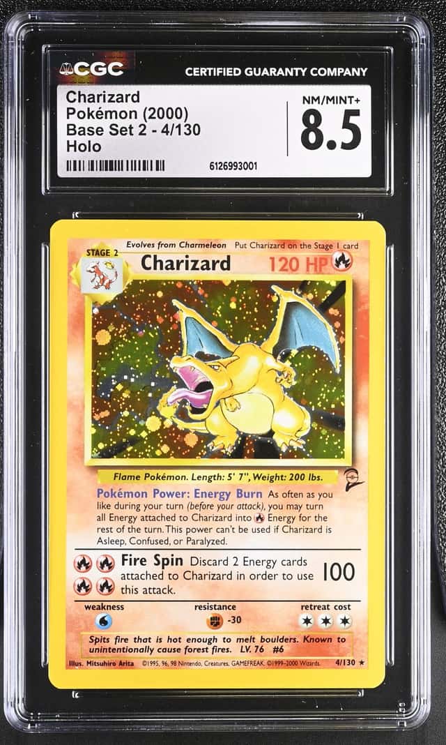 2000 POKEMON BASE SET 2 #4 CHARIZARD CGC 8.5