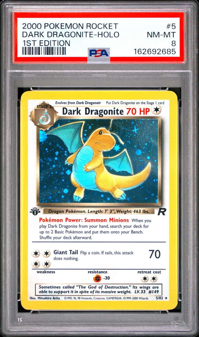 2000 POKEMON ROCKET 1ST EDITION #5 DARK DRAGONITE-HOLO PSA 8
