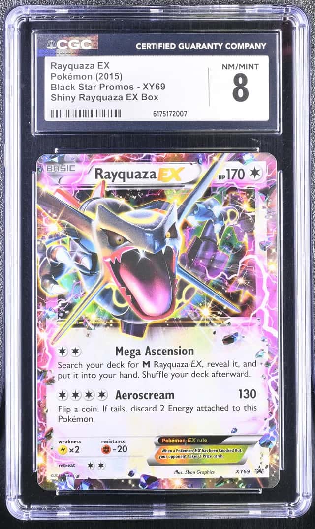 Pokemon 2015 Rayquaza EX XY69 Shiny Holo Black Star Promo CGC 8