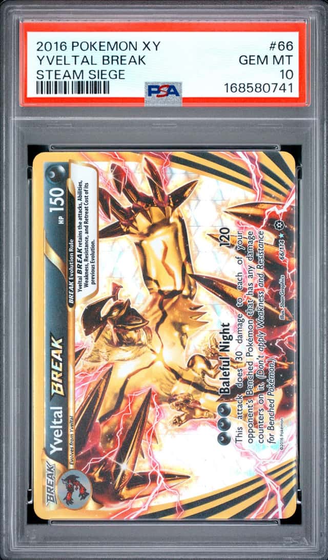 2016 POKEMON XY STEAM SIEGE #66 YVELTAL BREAK PSA 10