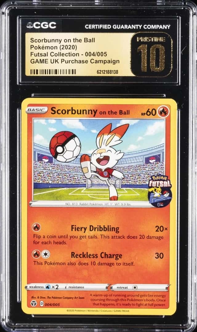 2020 POKEMON FUTSAL COLLECTION #004 SCORBUNNY ON THE BALL CGC 10 PRISTINE