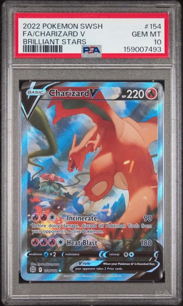 2022 POKEMON SWORD & SHIELD BRILLIANT STARS #154 FULL ART/CHARIZARD V PSA 10