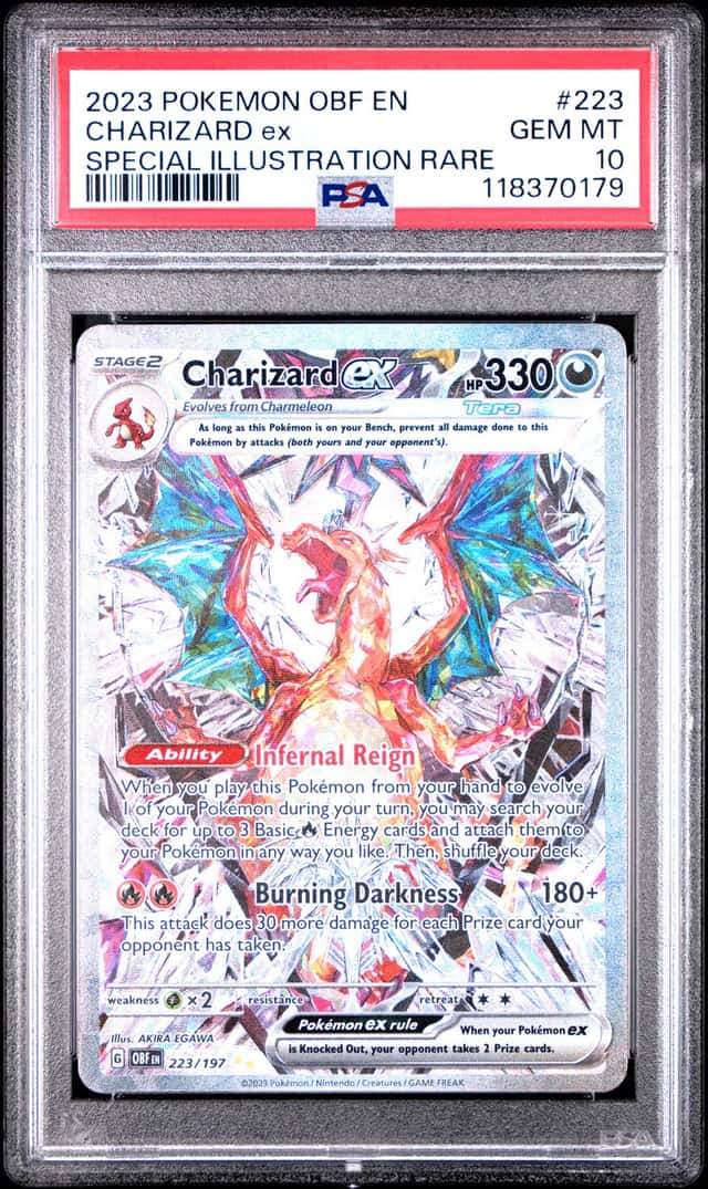 2023 POKEMON OBSIDIAN FLAMES SPECIAL ILLUSTRATION RARE #223 CHARIZARD EX PSA 10