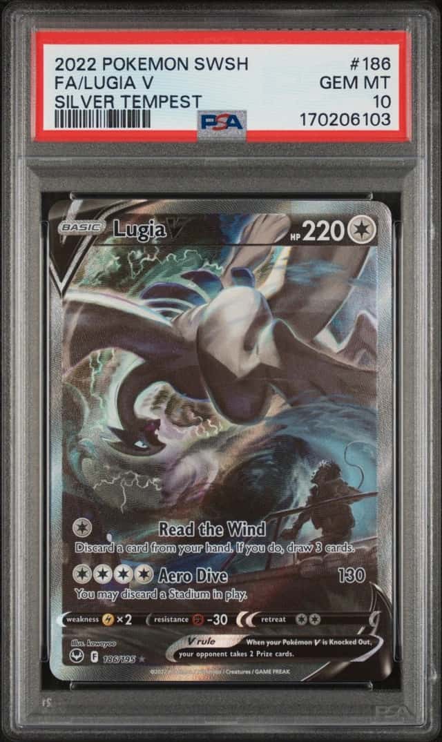 2022 POKEMON SWORD & SHIELD SILVER TEMPEST #186 FULL ART/LUGIA V PSA 10