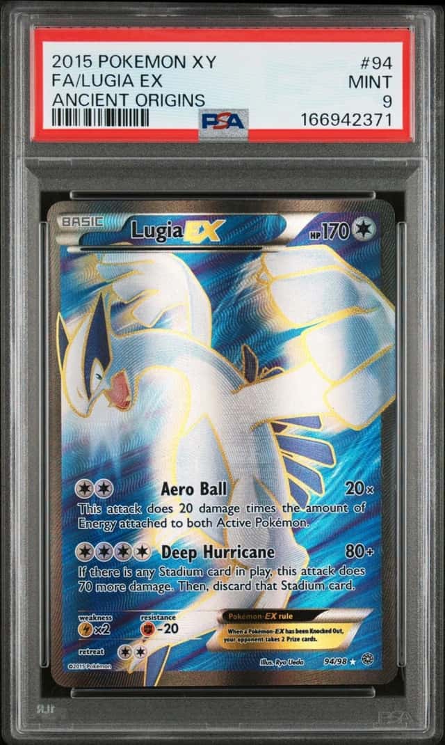 2015 POKEMON XY ANCIENT ORIGINS #94 FULL ART/LUGIA EX PSA 9
