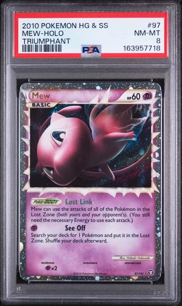 2010 POKEMON HEARTGOLD & SOULSILVER TRIUMPHANT #97 MEW-HOLO PSA 8