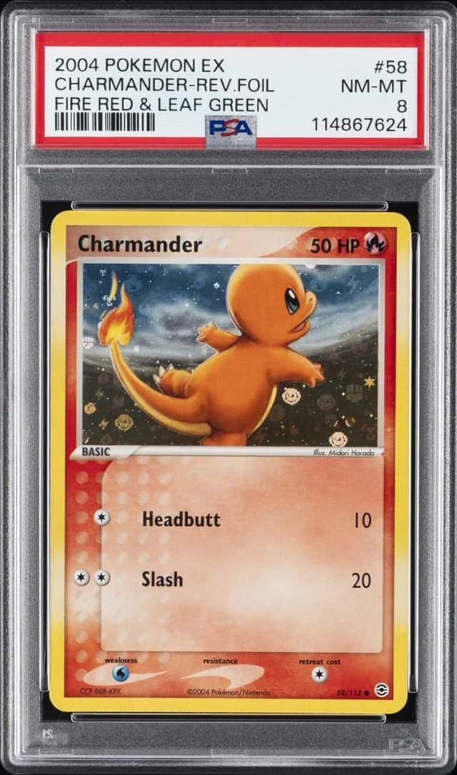 2004 POKEMON EX FIRE RED & LEAF GREEN #58 CHARMANDER-REVERSE FOIL PSA 8