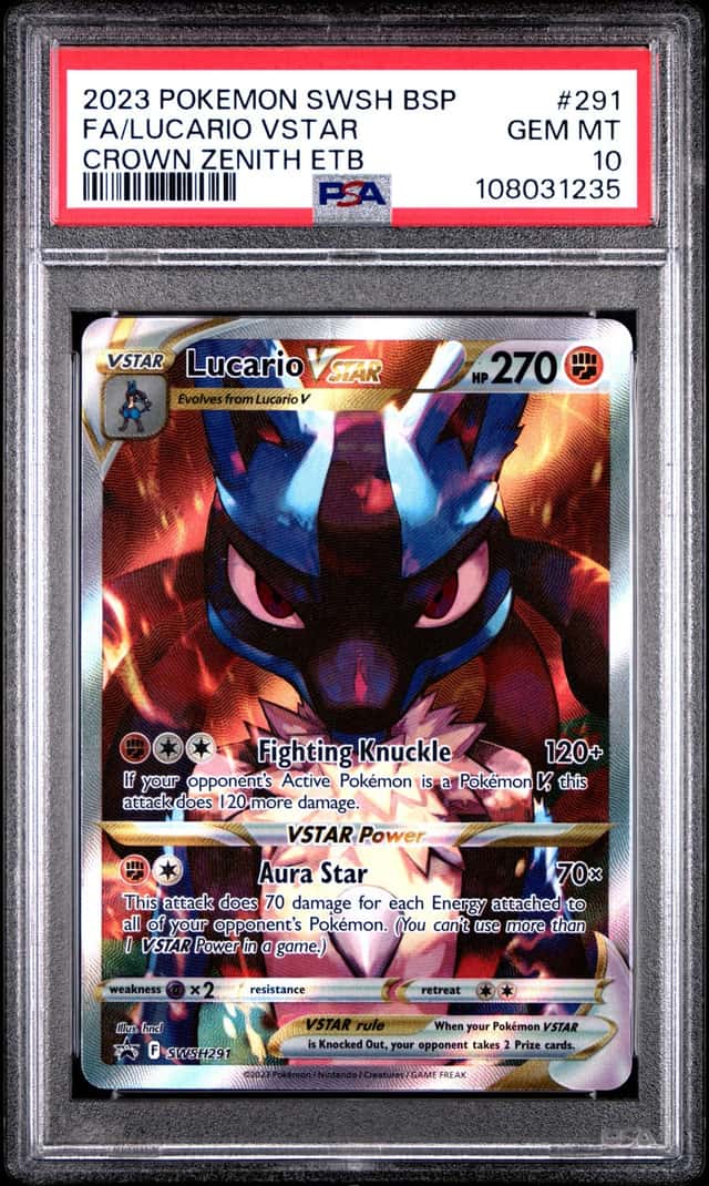Pokemon Lucario Vstar Swsh Black Star Promo 291/159 Crown Zenith ETB PSA 10