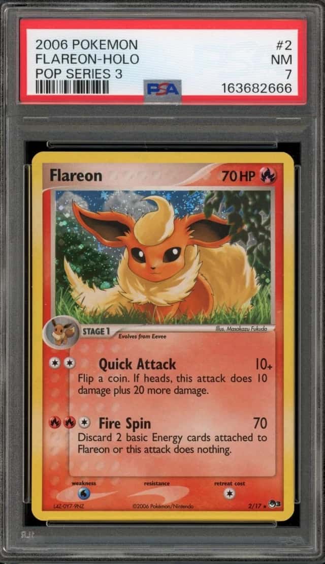 Pokemon Flareon Holo Pop Series 3 2/17 PSA 7