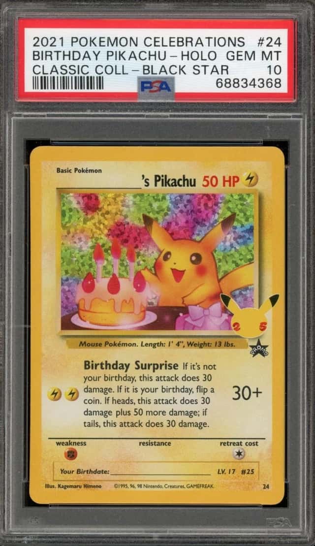 Pokemon Birthday Pikachu Holo Celebrations Classic Coll. 24 PSA 10 Gem Mint