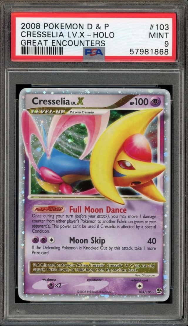 Pokemon Cresselia LV.X Holo Great Encounters 103/106 PSA 9 Mint