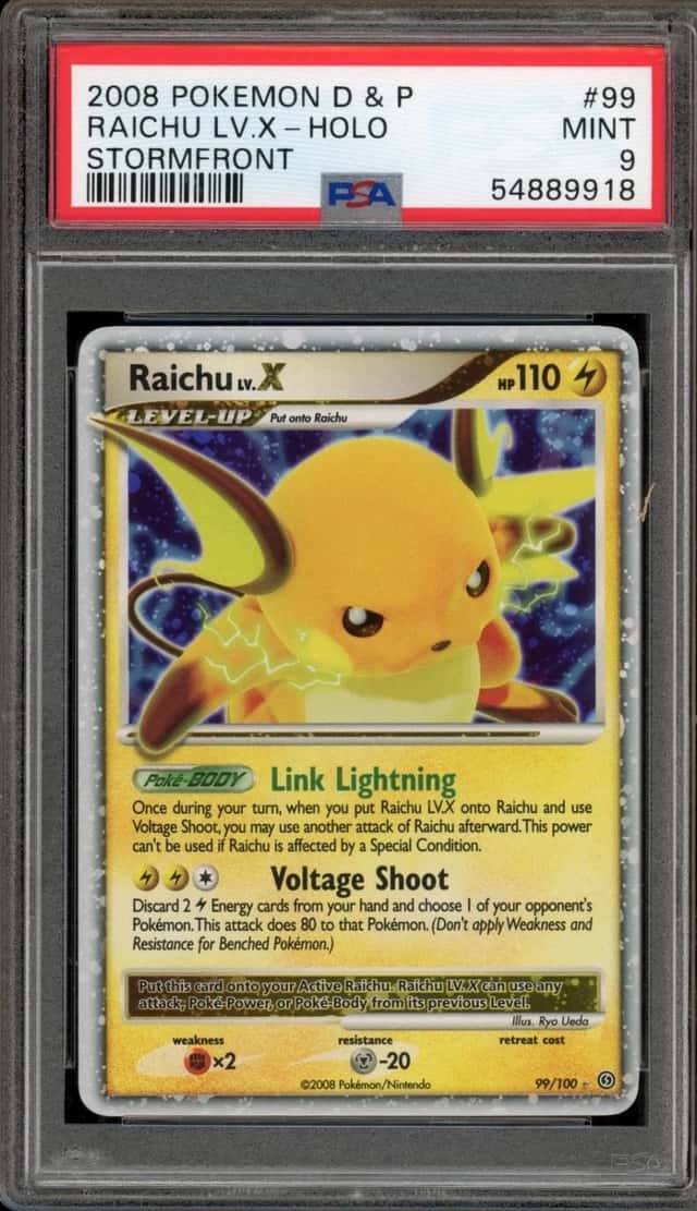 Pokemon Raichu LV.X Holo Stormfront 99/100 PSA 9 Mint