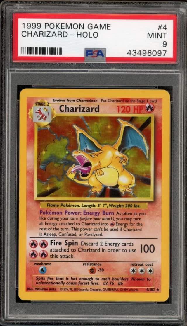 Pokemon Charizard Holo Base Set Unlimited 4/102 PSA 9 Mint