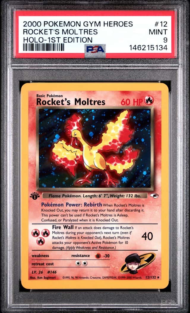 Pokemon Rocket's Moltres Gym Heroes 12/132 Holo 1st Edition PSA 9 Mint