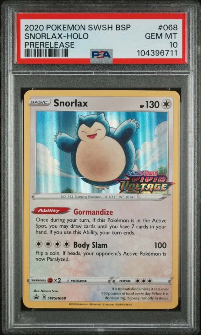 Pokemon Snorlax Holo Swsh Black Star Promo 068 Prerelease PSA 10 Gem Mint
