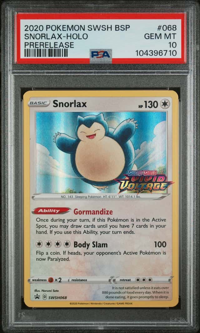 Pokemon Snorlax Holo Swsh Black Star Promo 068 Prerelease PSA 10 Gem Mint