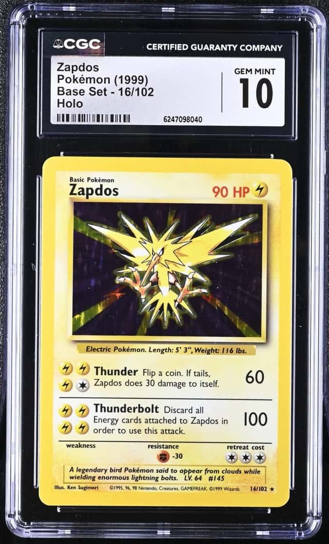 Pokemon Zapdos Base Set Unlimited 16/102 Holo CGC 10 Gem Mint