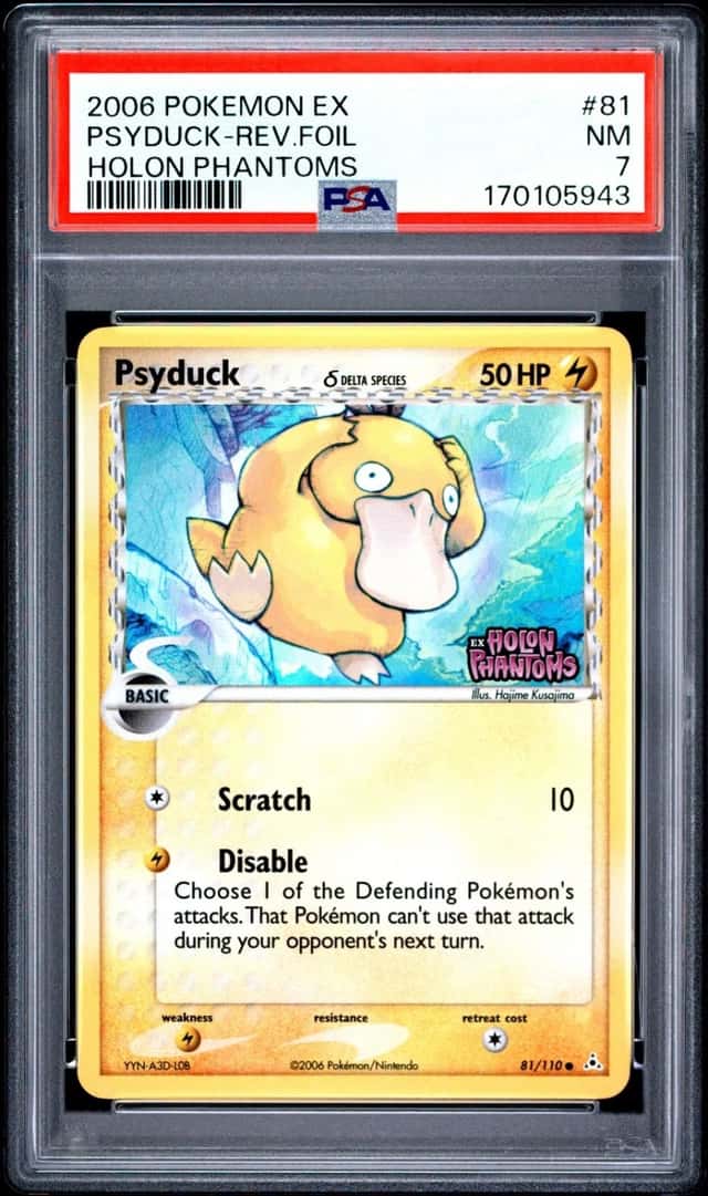 Pokemon Psyduck Reverse Holo Holon Phantoms 81/110 PSA 7