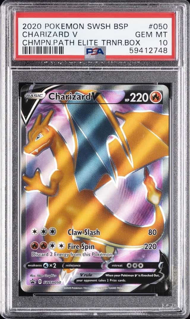 2020 POKEMON SWSH PROMO CHAMPION'S PATH ETB #050 CHARIZARD V PSA 10