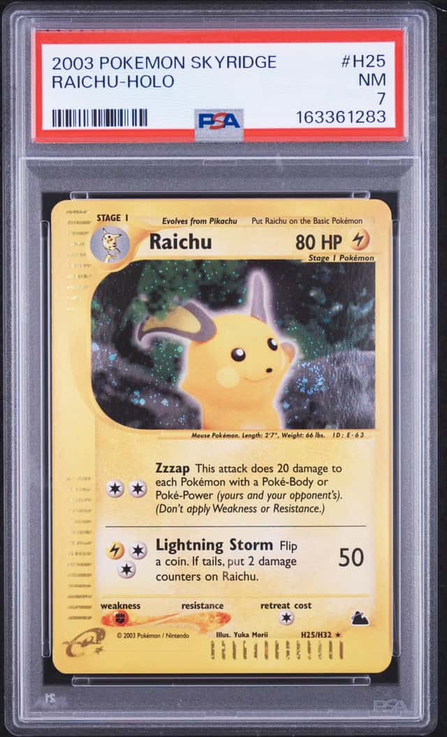 2003 POKEMON SKYRIDGE #H25 RAICHU-HOLO PSA 7
