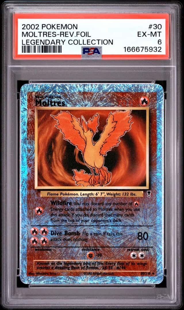 2002 POKEMON LEGENDARY COLLECTION #30 MOLTRES-REVERSE FOIL PSA 6